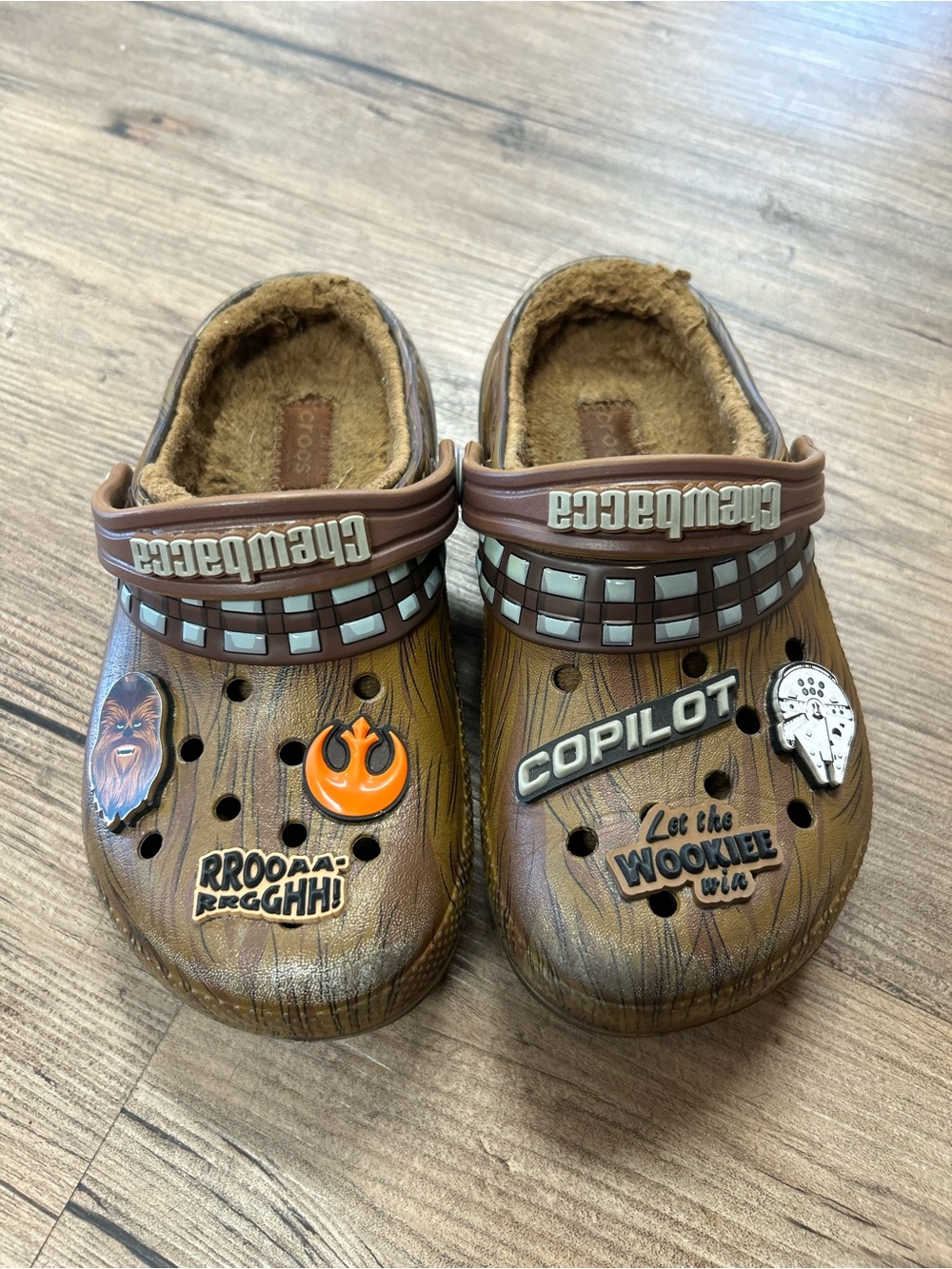 CROCS Kids Brown Tan Star Wars Chewbacca Slip-On Sandals